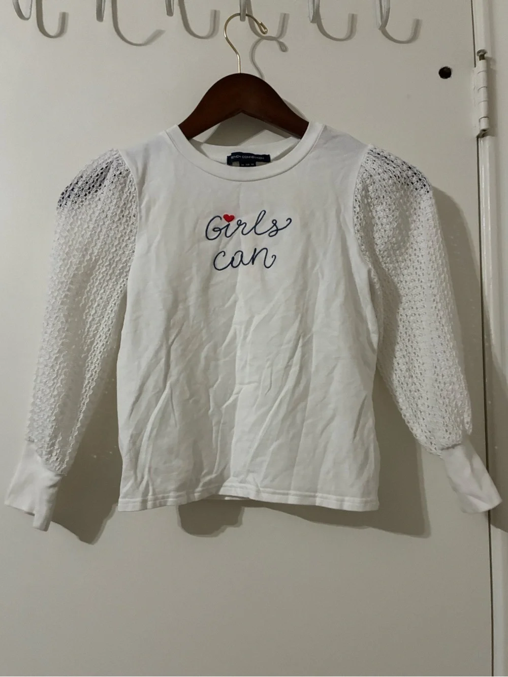French Connection Girls Can White Knit Long Sleeve Top Size 6X / 6-7